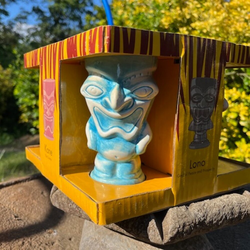 TIKI MUG 4 PIECE SET 12 OZ CERAMIC NEW IN BOX